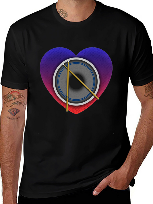 Drum Heart Graphic Tee - Music Lover Shirt