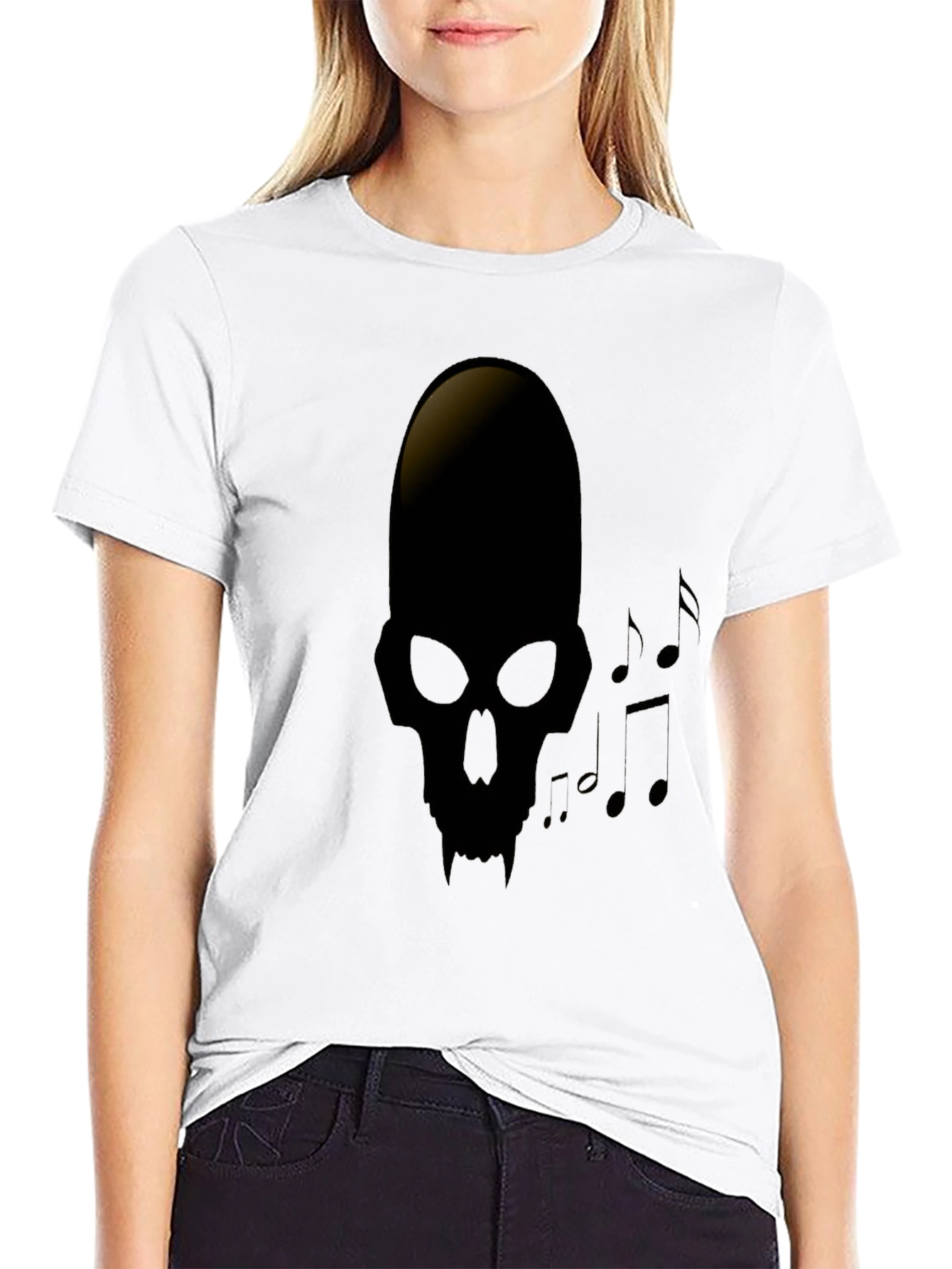 Skull Music Note Graphic Tee - Dark Style
