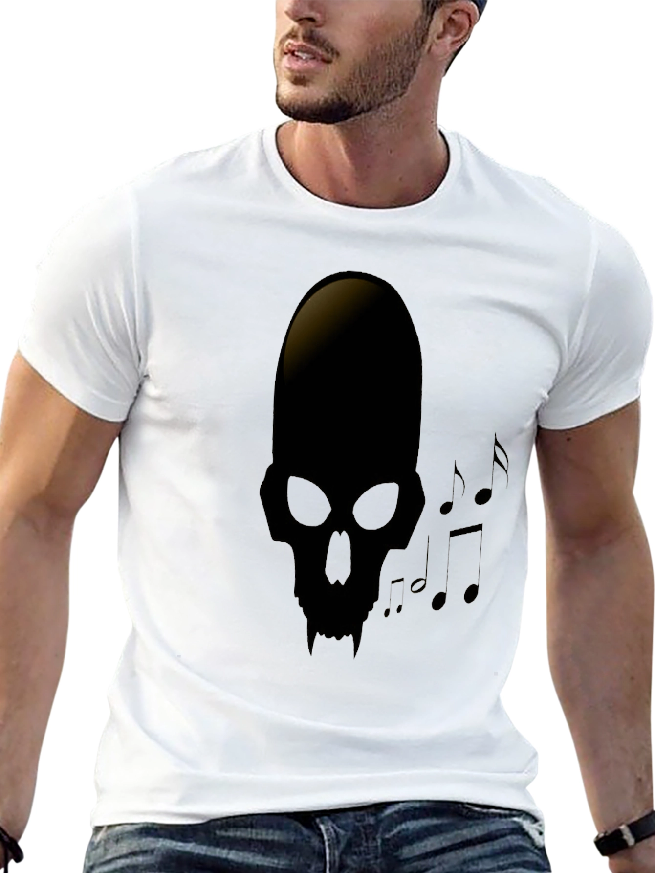 Skull Music Note Graphic Tee - Dark Style
