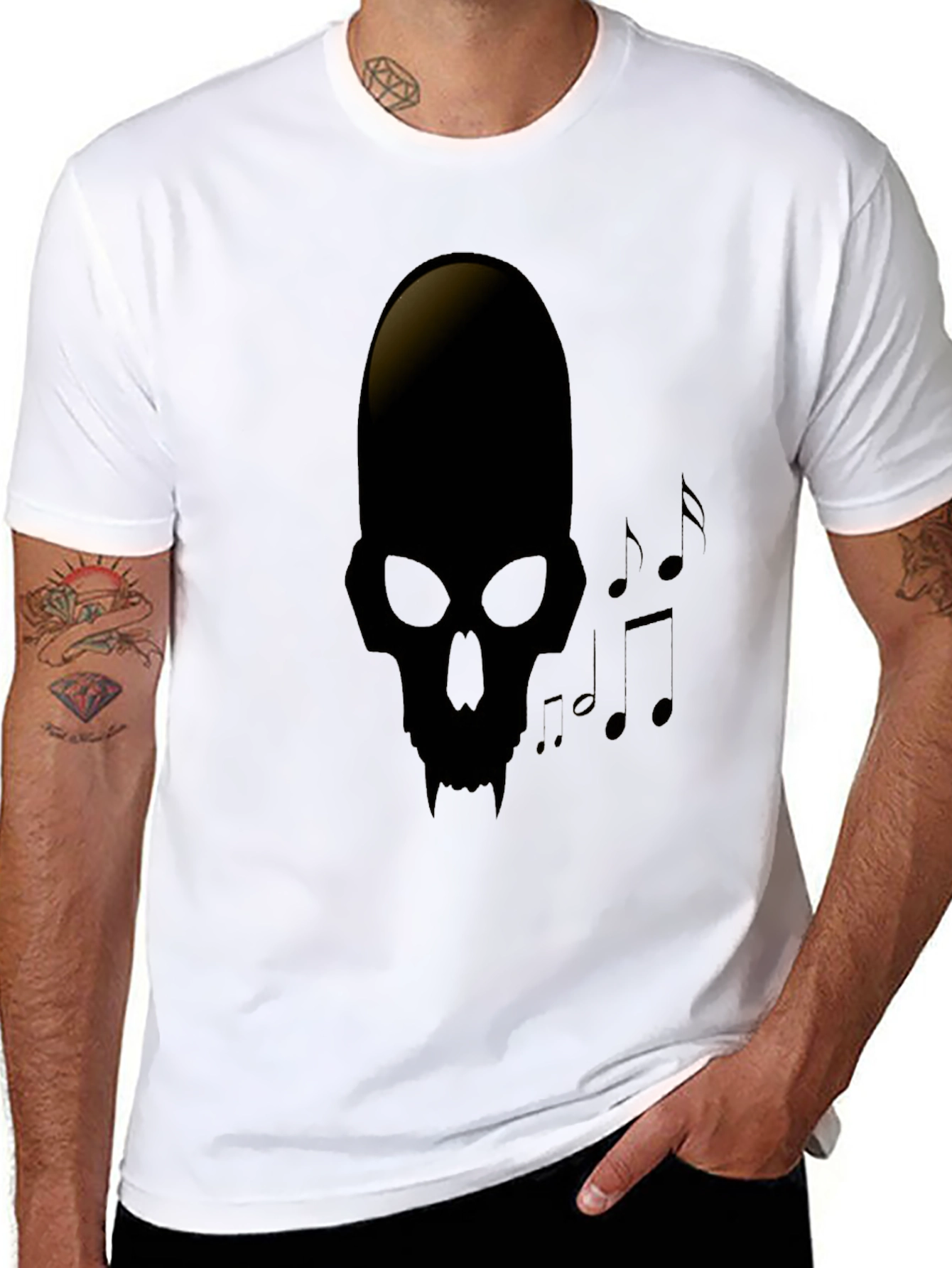 Skull Music Note Graphic Tee - Dark Style