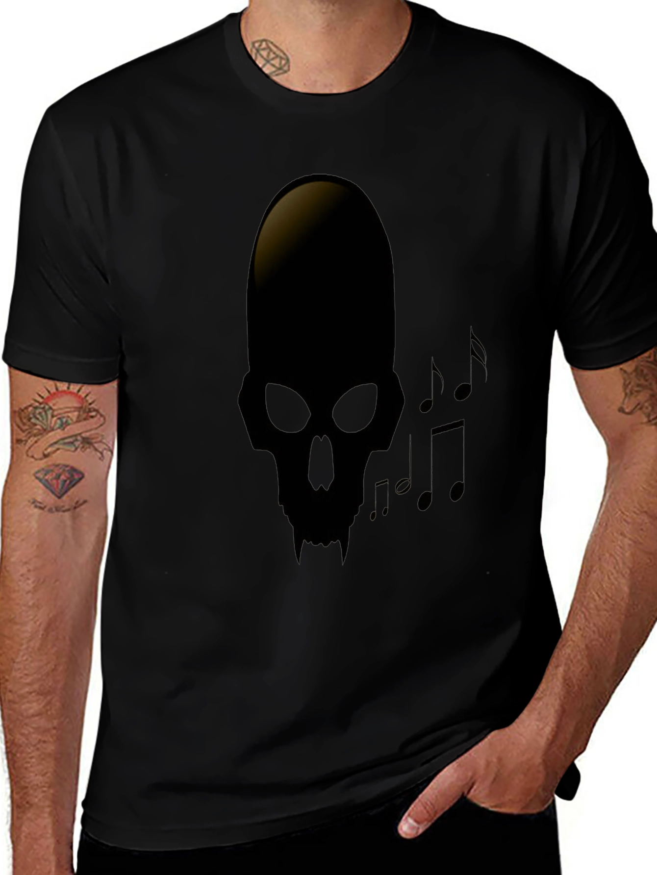 Skull Music Note Graphic Tee - Dark Style