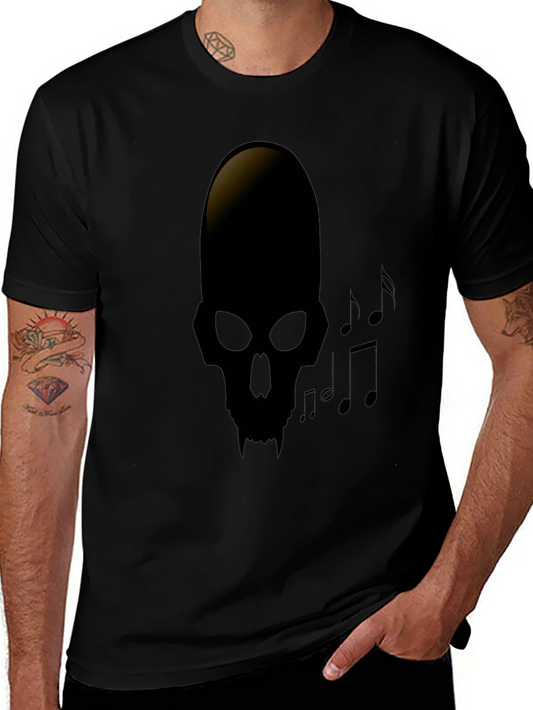 Skull Music Note Graphic Tee - Dark Style