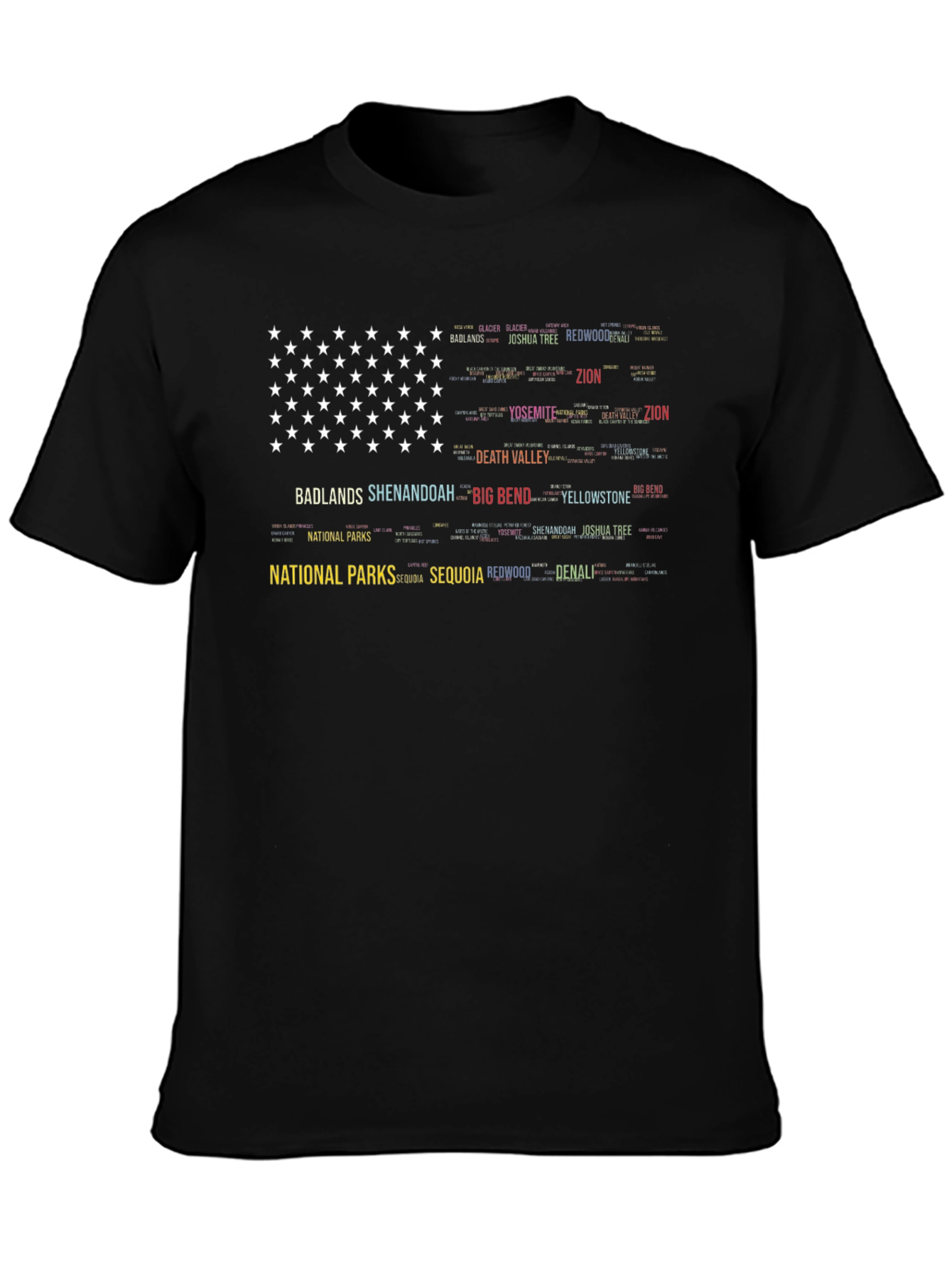 National Parks American Flag Word Art T-Shirt