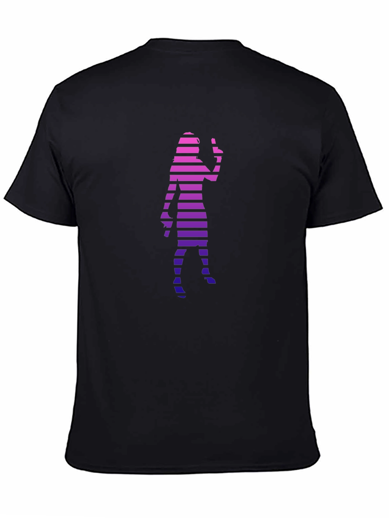 Retro Striped Woman Silhouette Black T-Shirt
