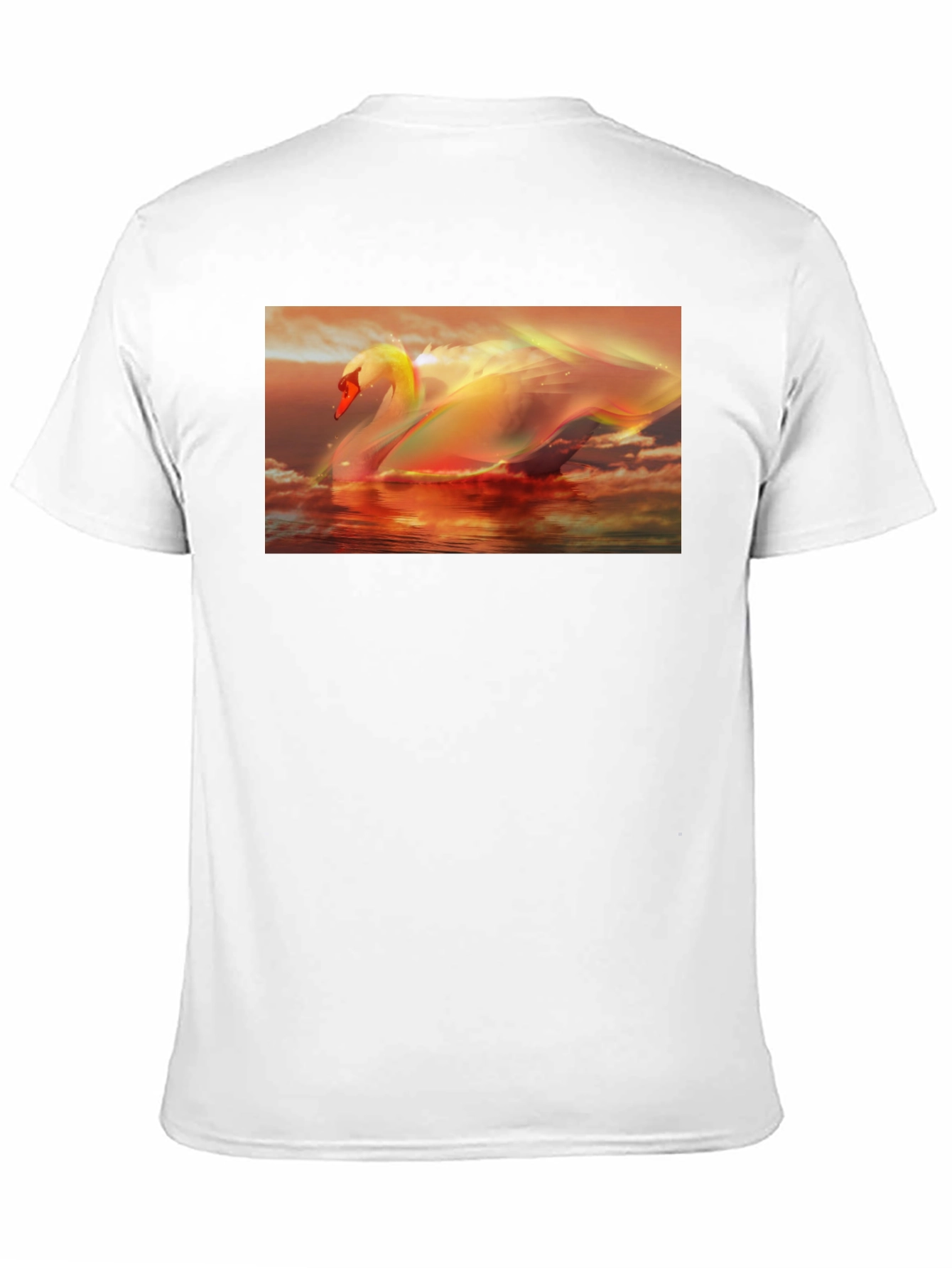 Swan Sunset Graphic Tee - Black Cotton T-Shirt