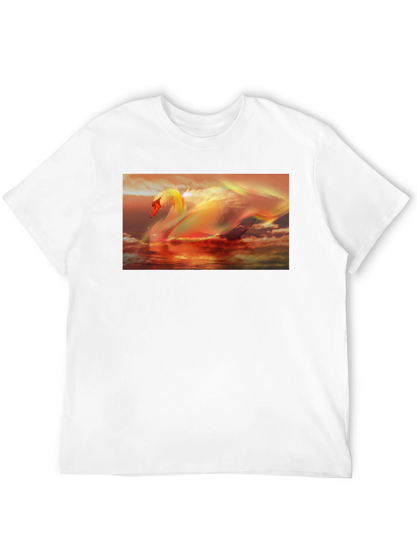 Swan Sunset Graphic Tee - Black Cotton T-Shirt