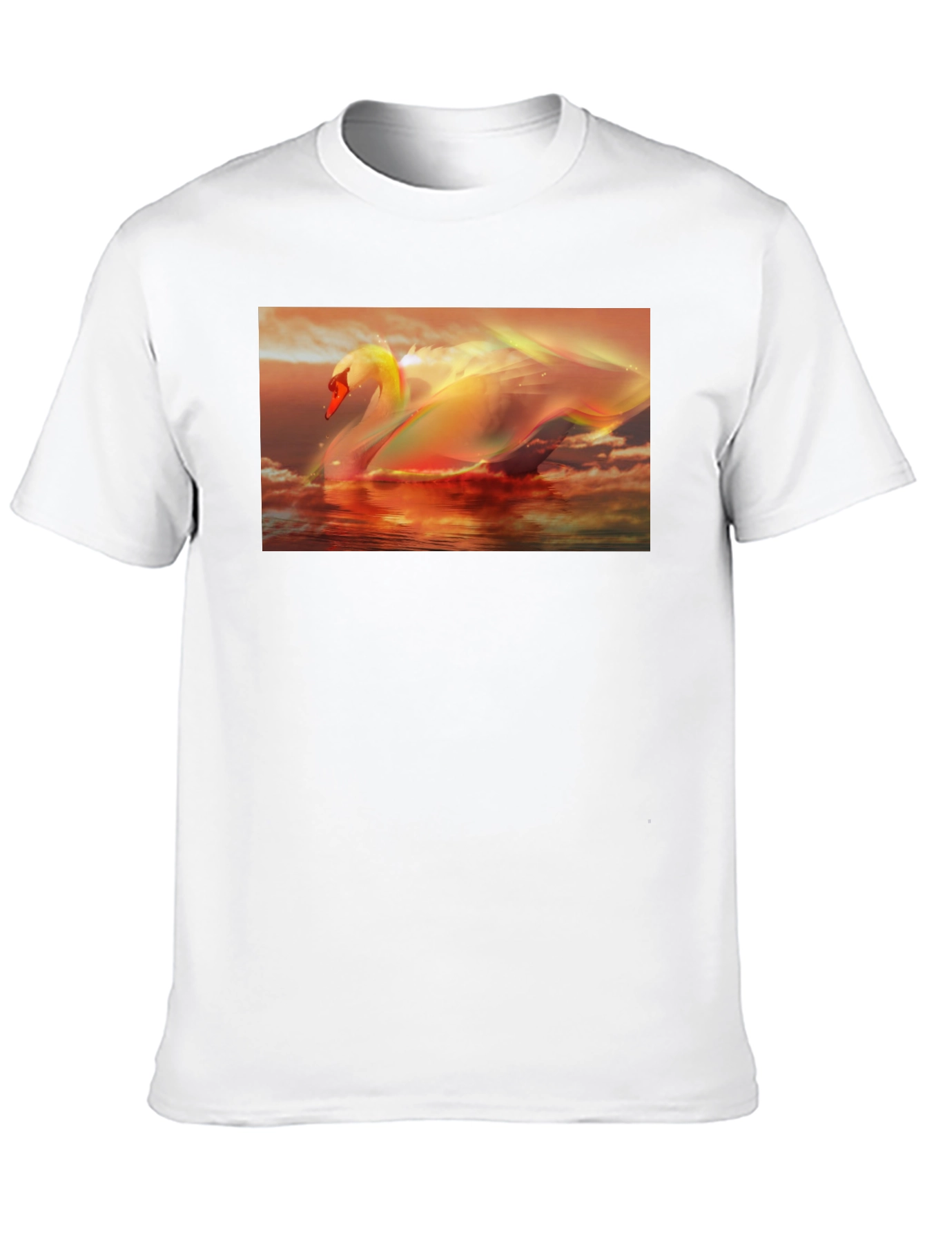 Swan Sunset Graphic Tee - Black Cotton T-Shirt