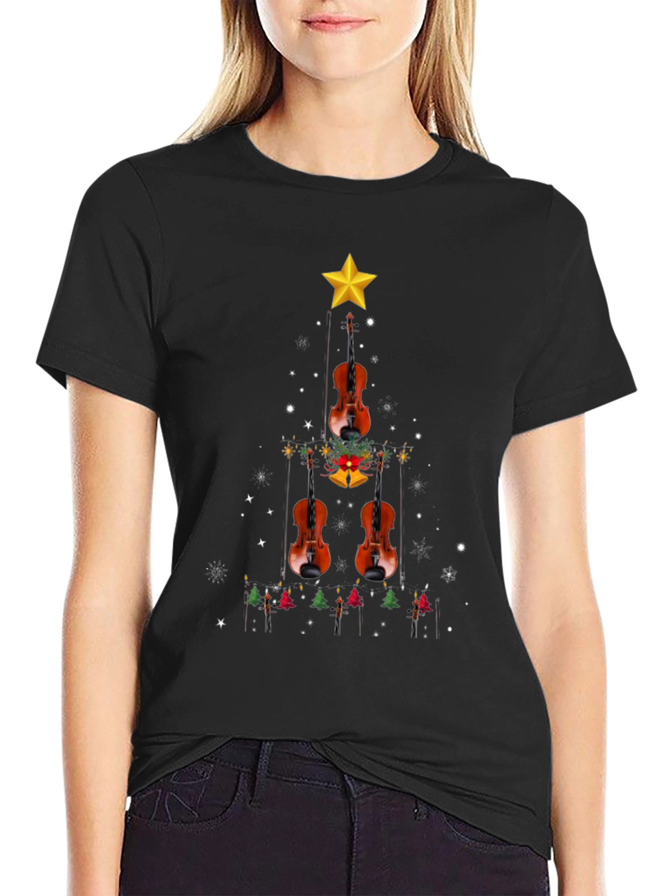 Violin Christmas Tree T-Shirt