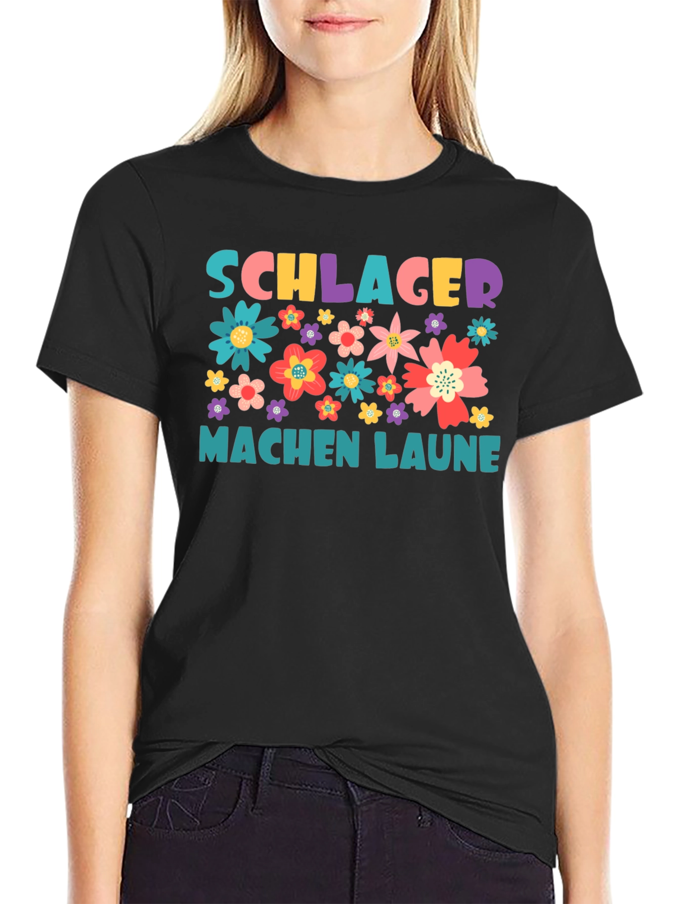Schlager Machen Laune Floral Graphic Tee