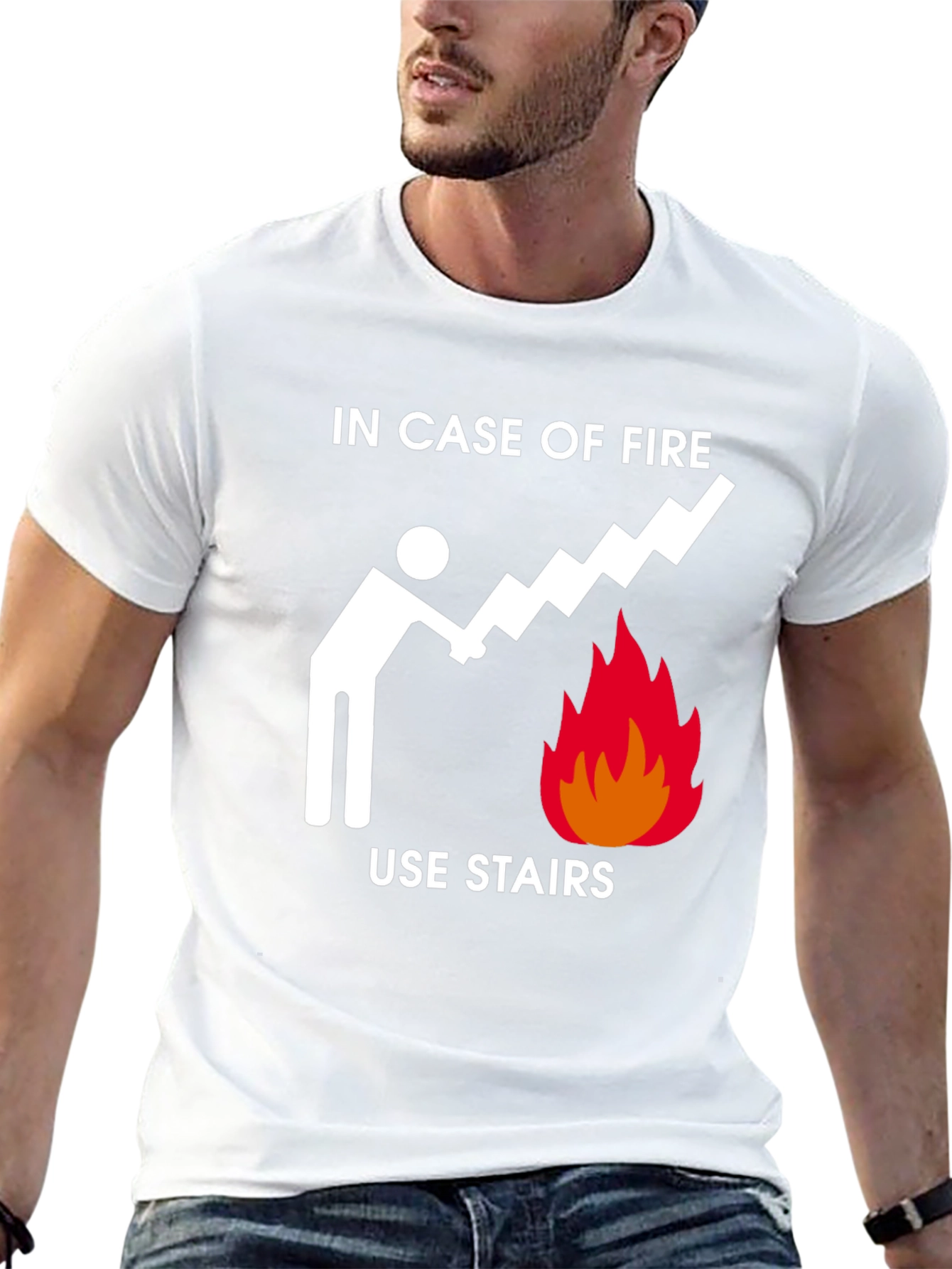 In Case of Fire Use Stairs Funny Graphic Tee