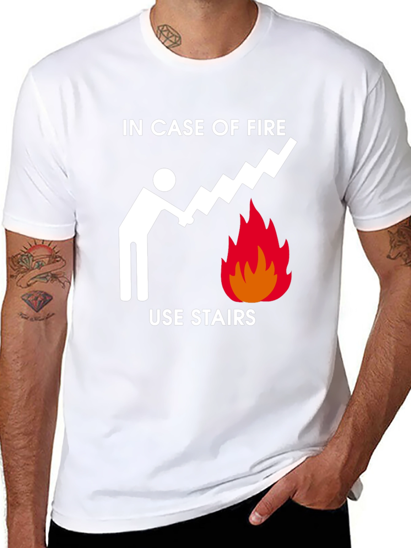 In Case of Fire Use Stairs Funny Graphic Tee