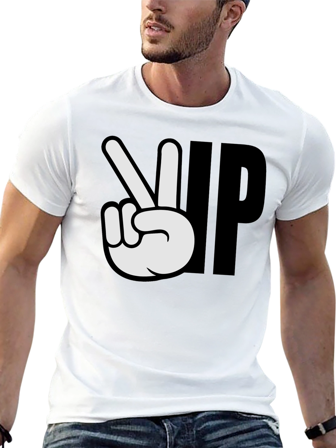 Peace Up Black Graphic T-Shirt