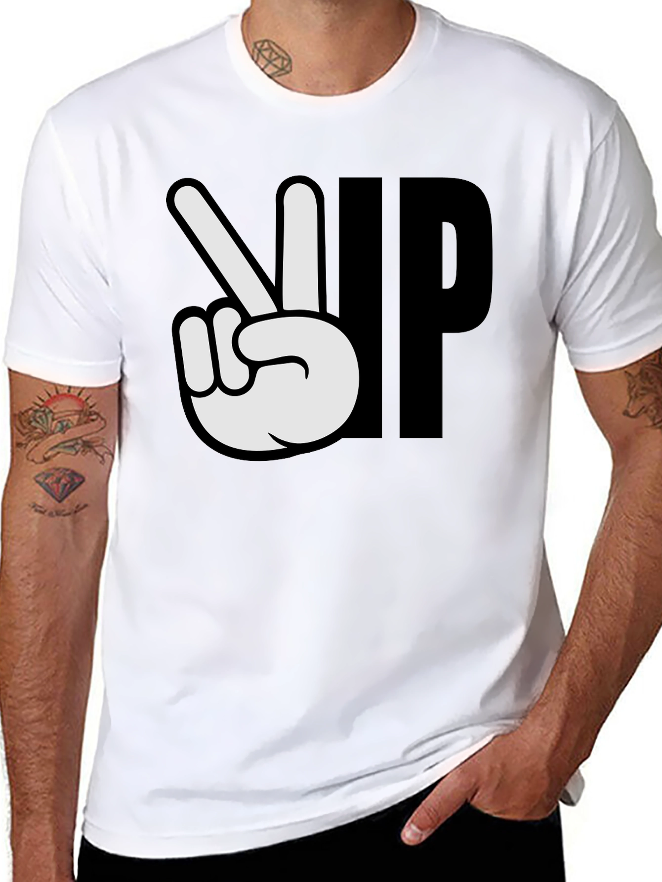 Peace Up Black Graphic T-Shirt