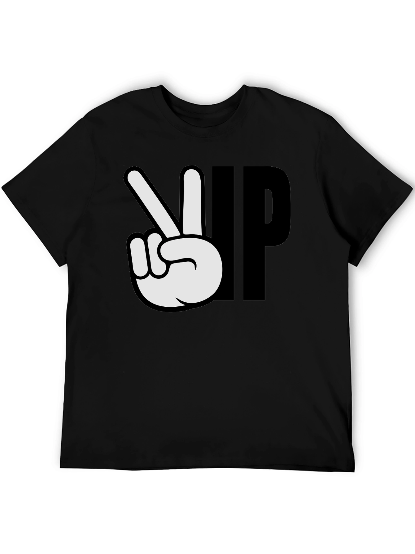Peace Up Black Graphic T-Shirt