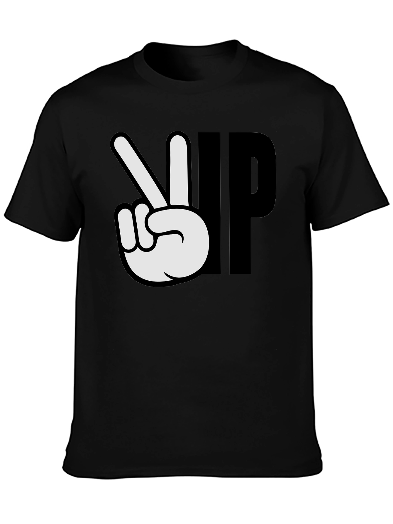 Peace Up Black Graphic T-Shirt
