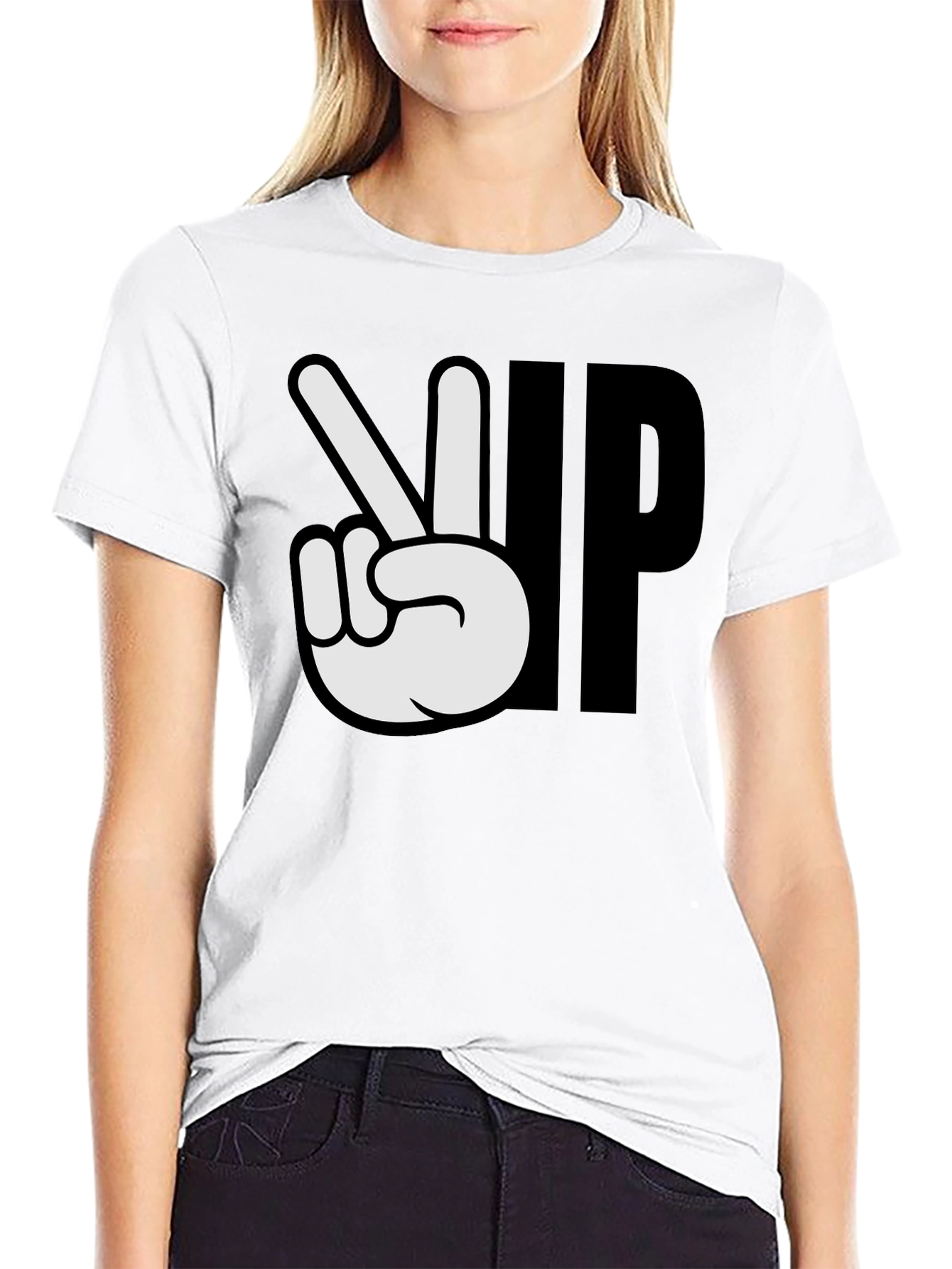 Peace Up Black Graphic T-Shirt