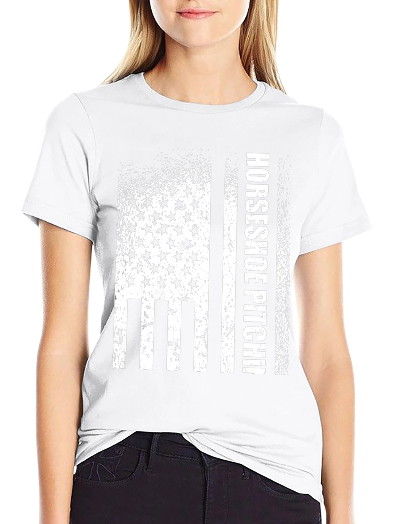 Horseshoe Pitching USA Flag Graphic T-Shirt