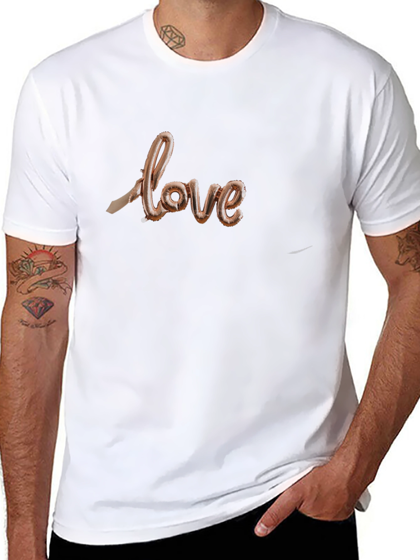 Love Balloon Text Graphic Black T-Shirt