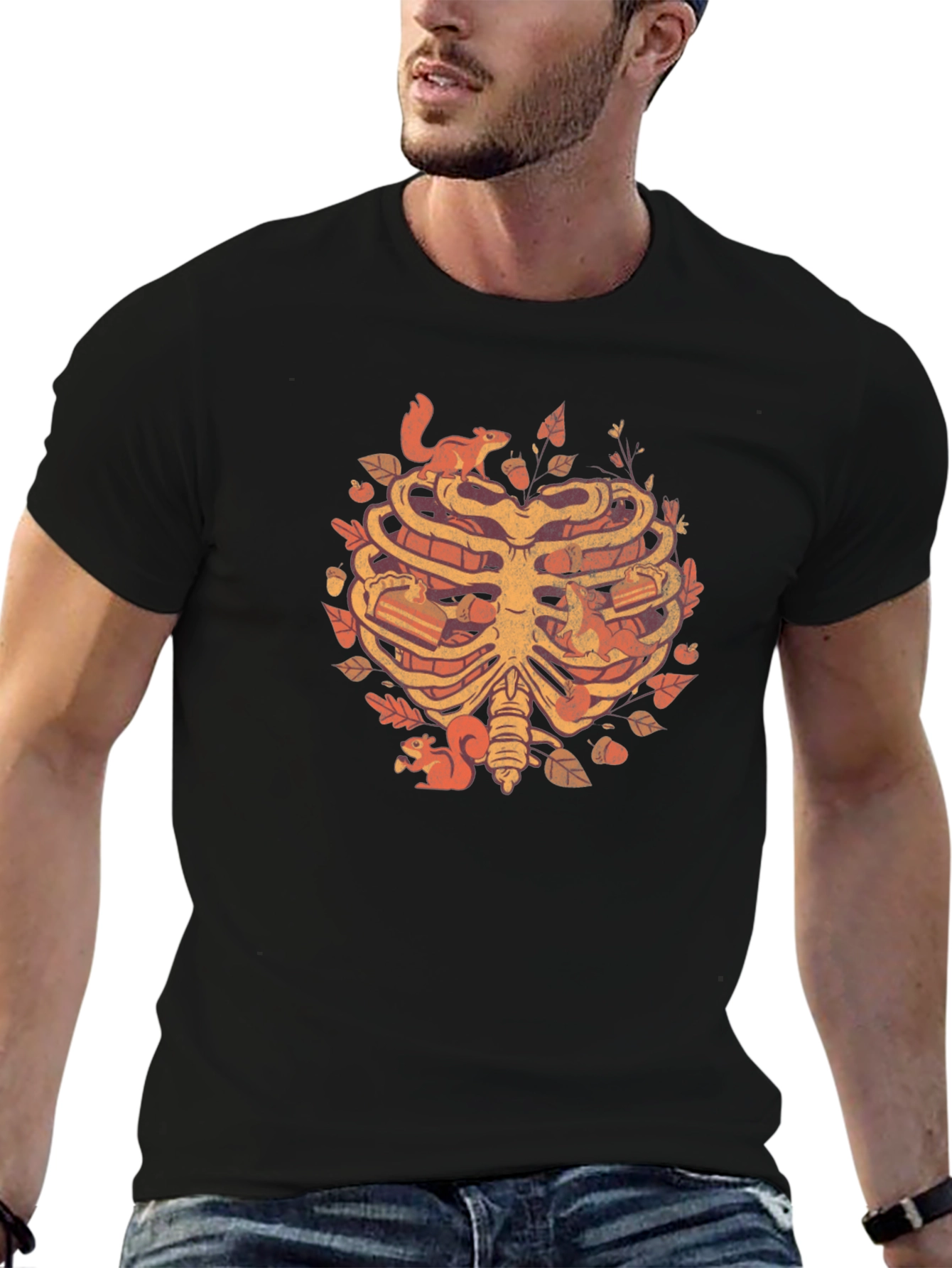 Squirrel Ribcage Graphic Tee - Autumnal Style