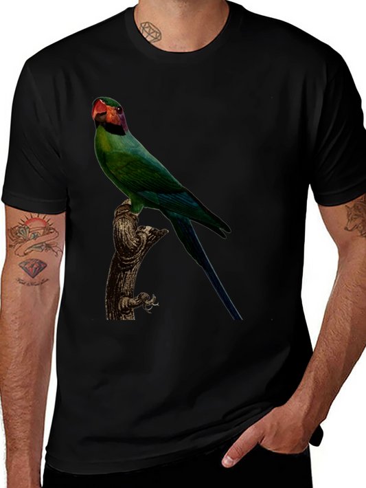 Parrot Graphic Tee - Black Cotton T-Shirt