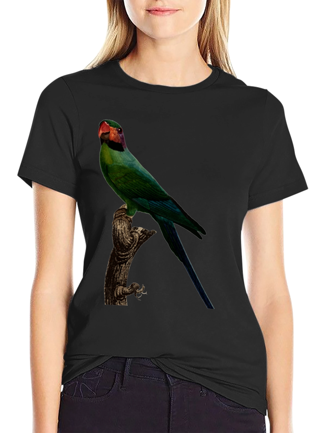Parrot Graphic Tee - Black Cotton T-Shirt