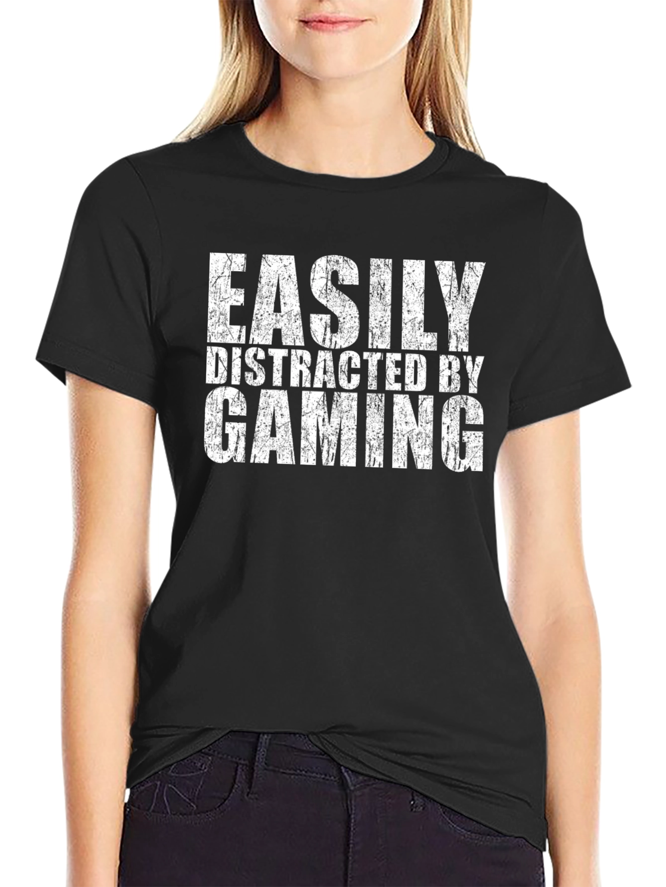 Easily Distracted By Gaming Black T-Shirt