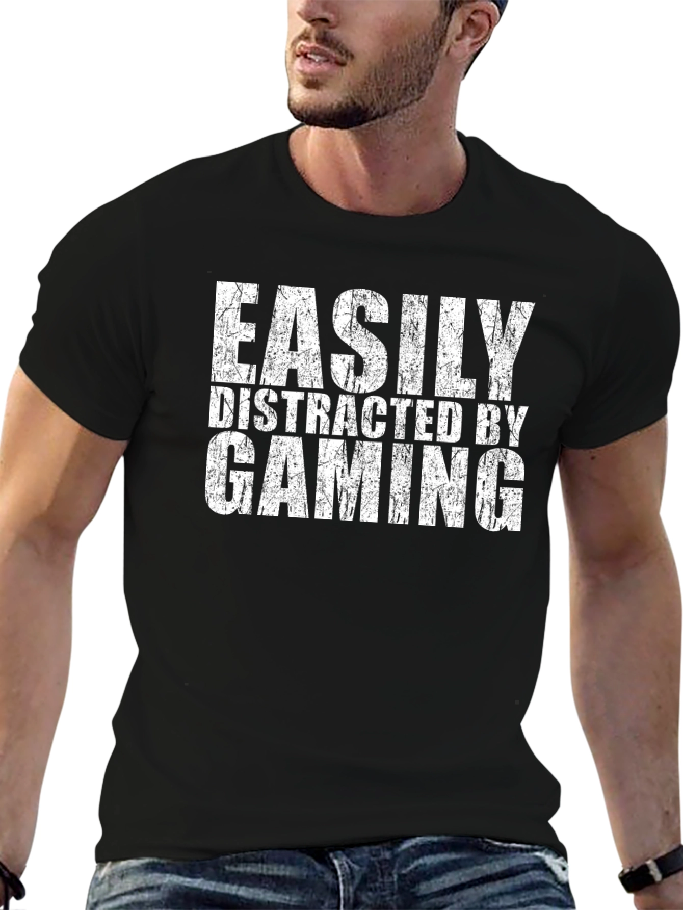 Easily Distracted By Gaming Black T-Shirt