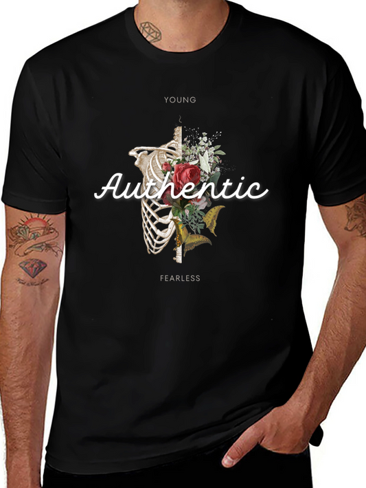 Floral Rib Cage Graphic Tee - Authentic Fearless Young
