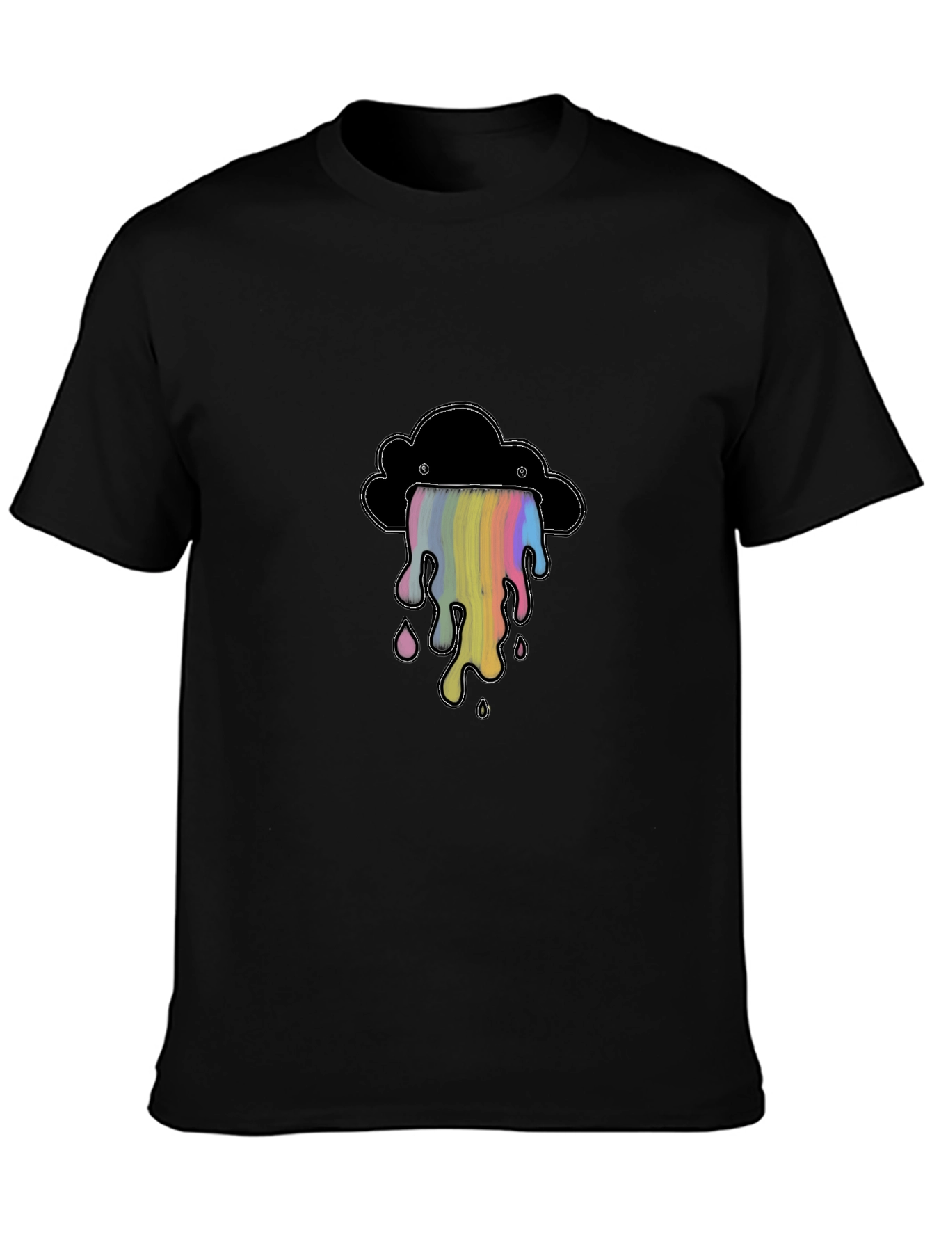 Rainbow Drip Cloud Graphic Tee - Soft Cotton Shirt
