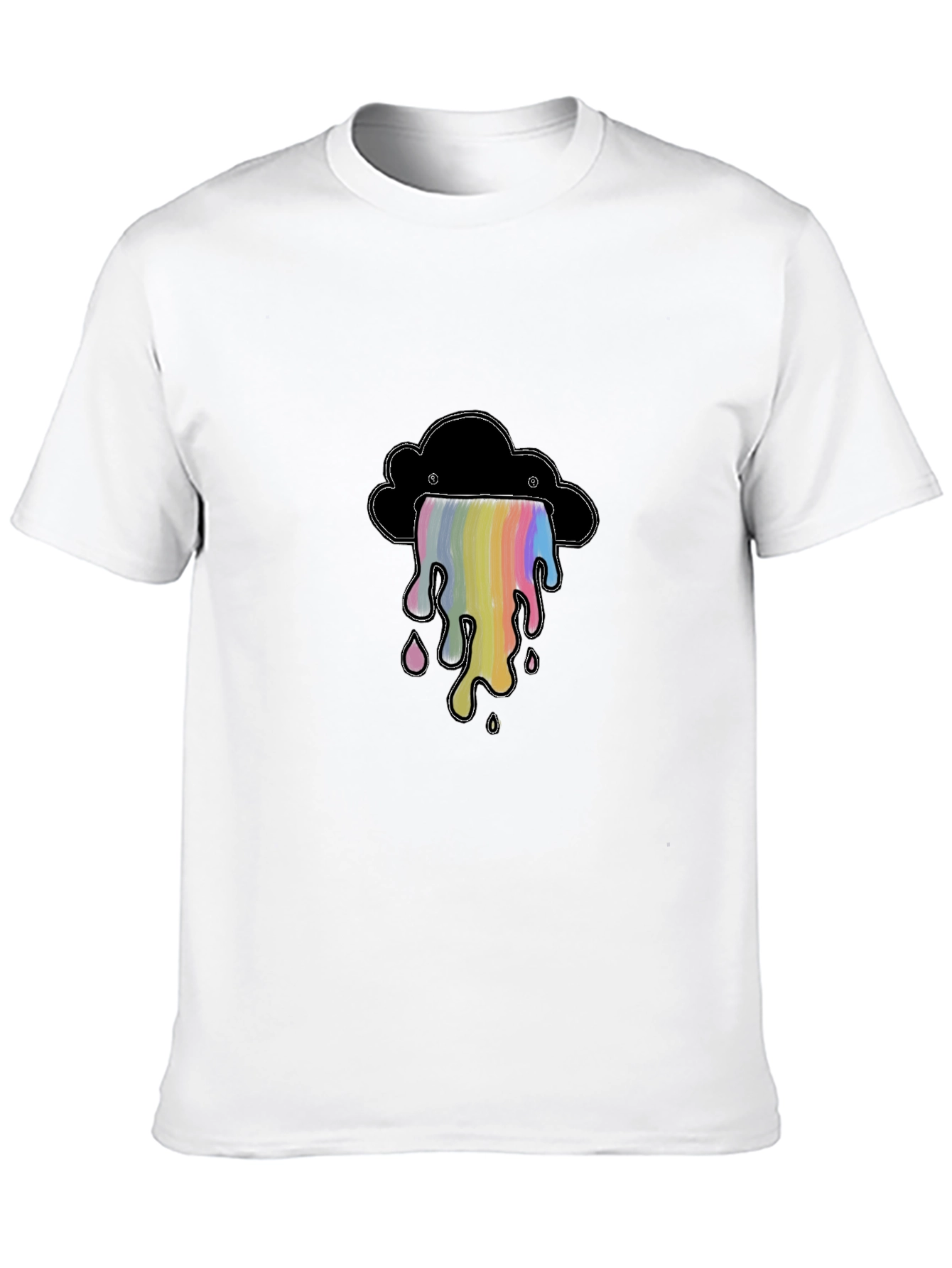 Rainbow Drip Cloud Graphic Tee - Soft Cotton Shirt