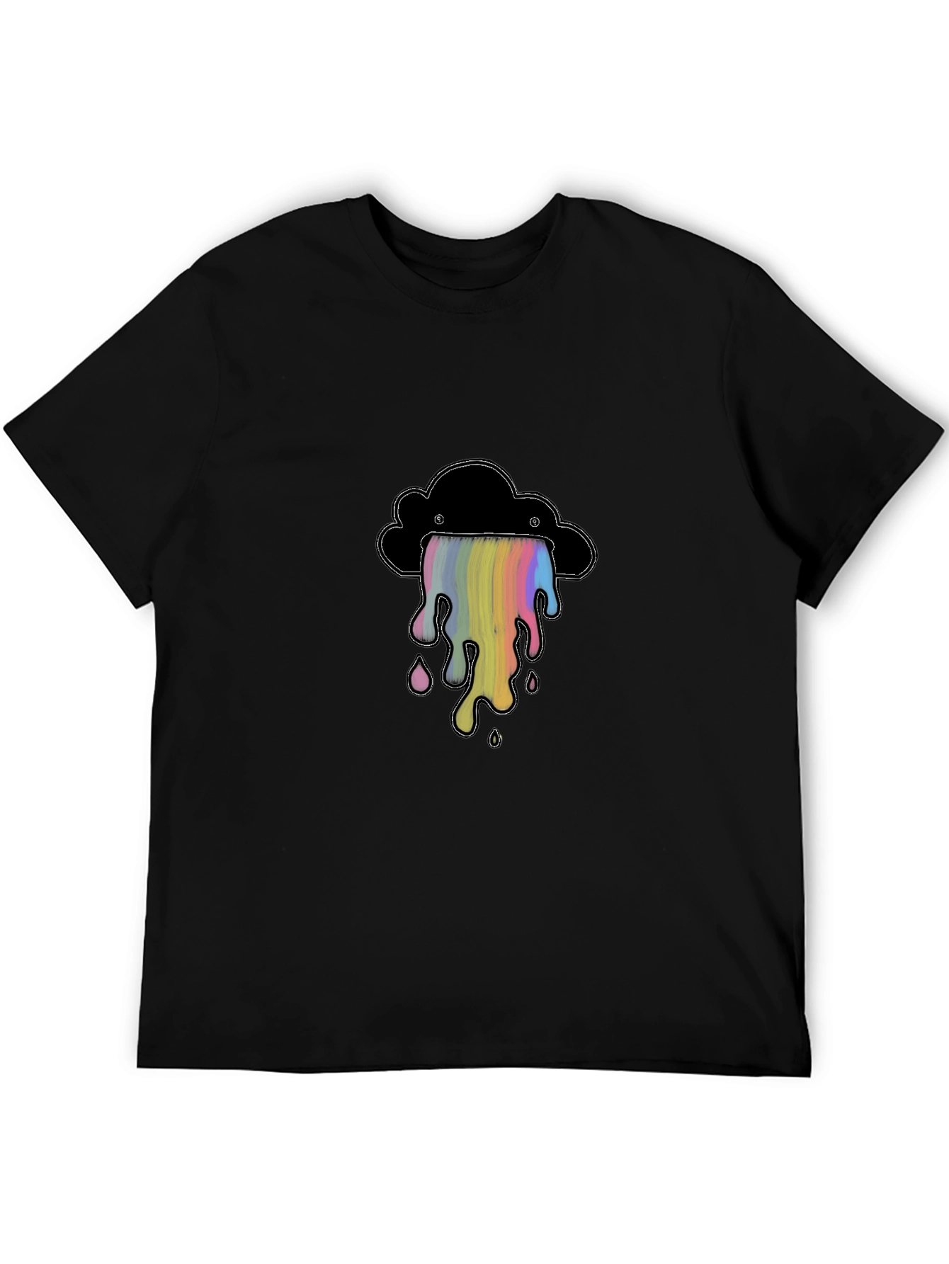 Rainbow Drip Cloud Graphic Tee - Soft Cotton Shirt