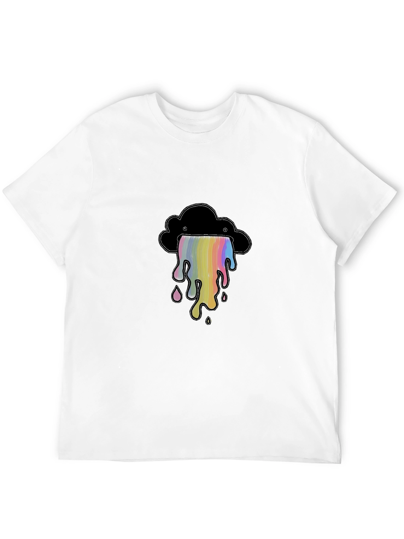 Rainbow Drip Cloud Graphic Tee - Soft Cotton Shirt