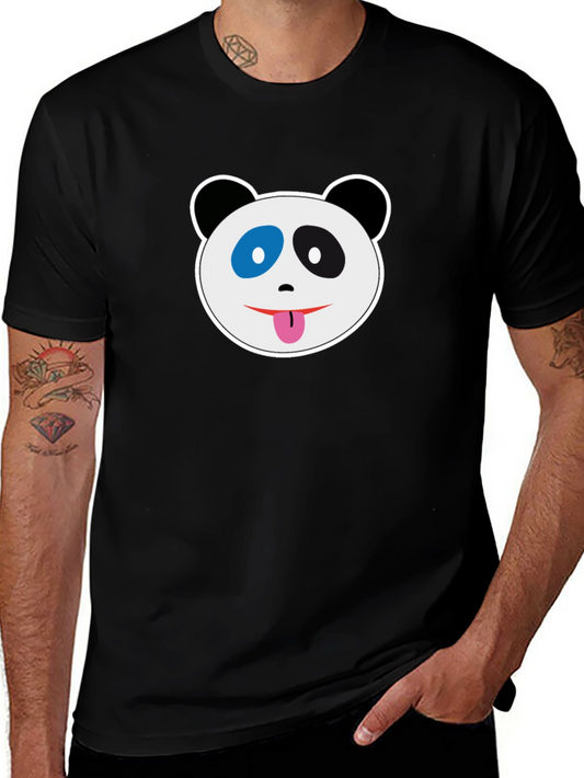 Black T-Shirt with Panda Face Graphic