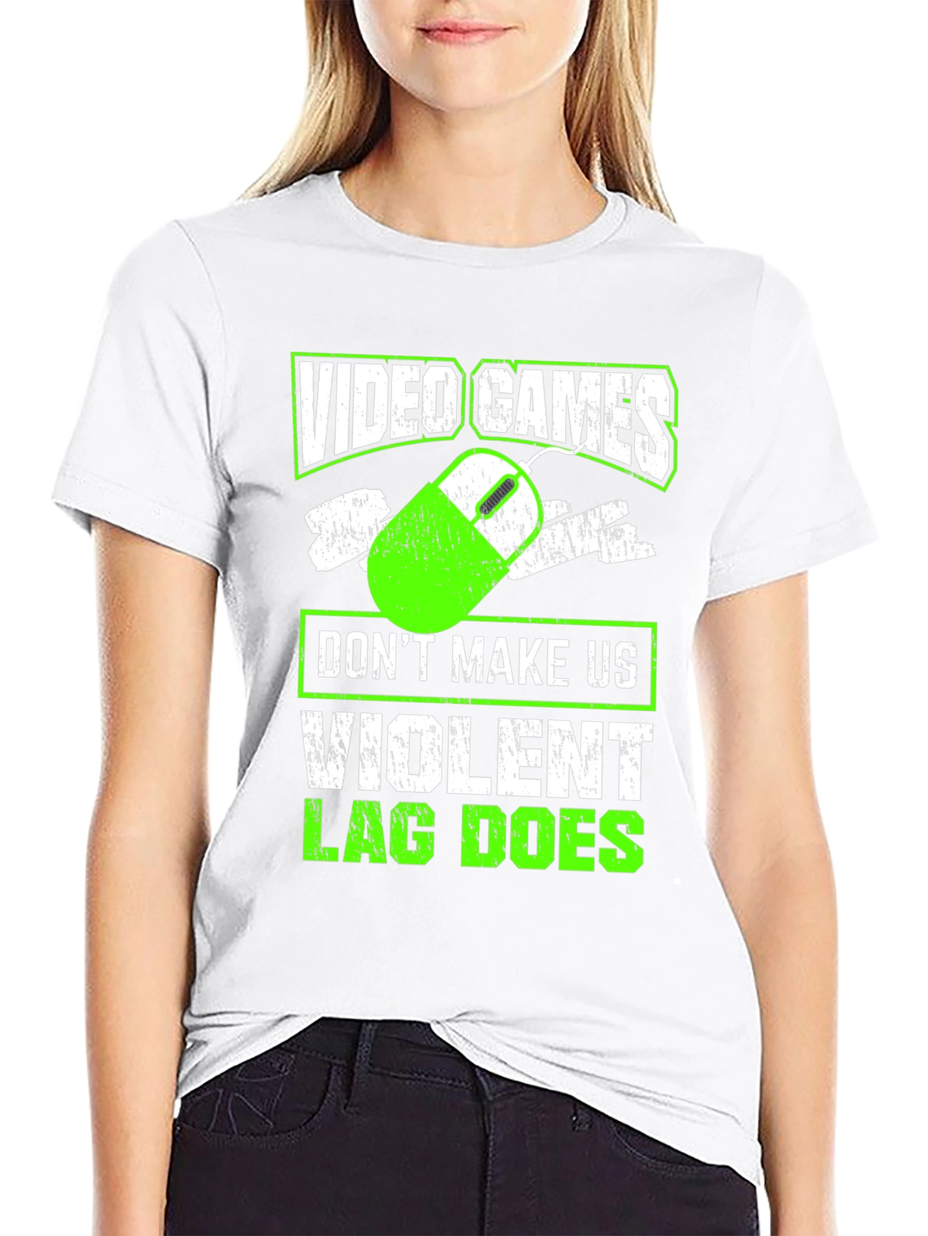 Video Games T-Shirt: Dont Make Us Violent Lag Does