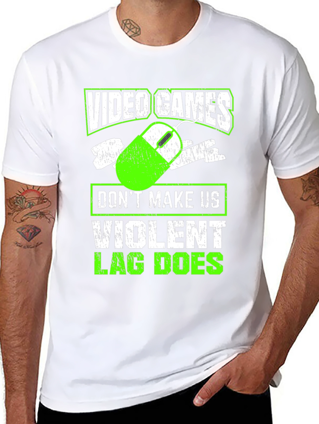 Video Games T-Shirt: Dont Make Us Violent Lag Does