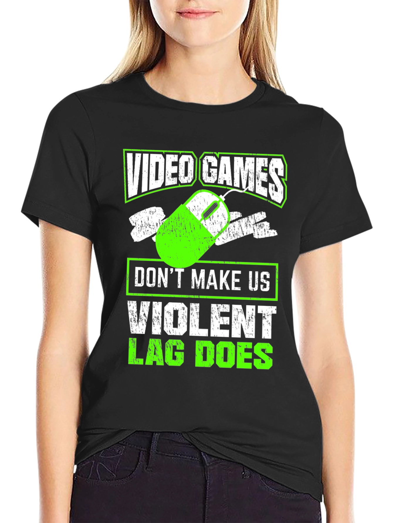 Video Games T-Shirt: Dont Make Us Violent Lag Does