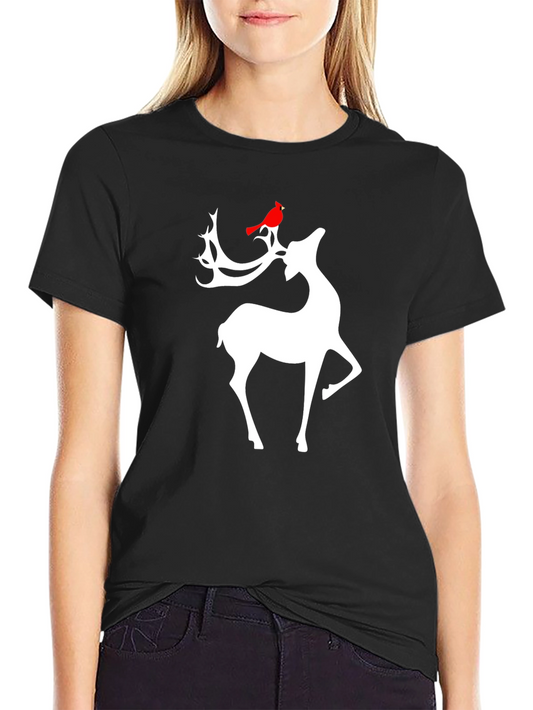 Festive Deer Graphic Tee - Holiday Style