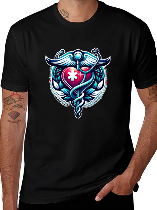 Medical Caduceus Heartbeat Graphic Tee