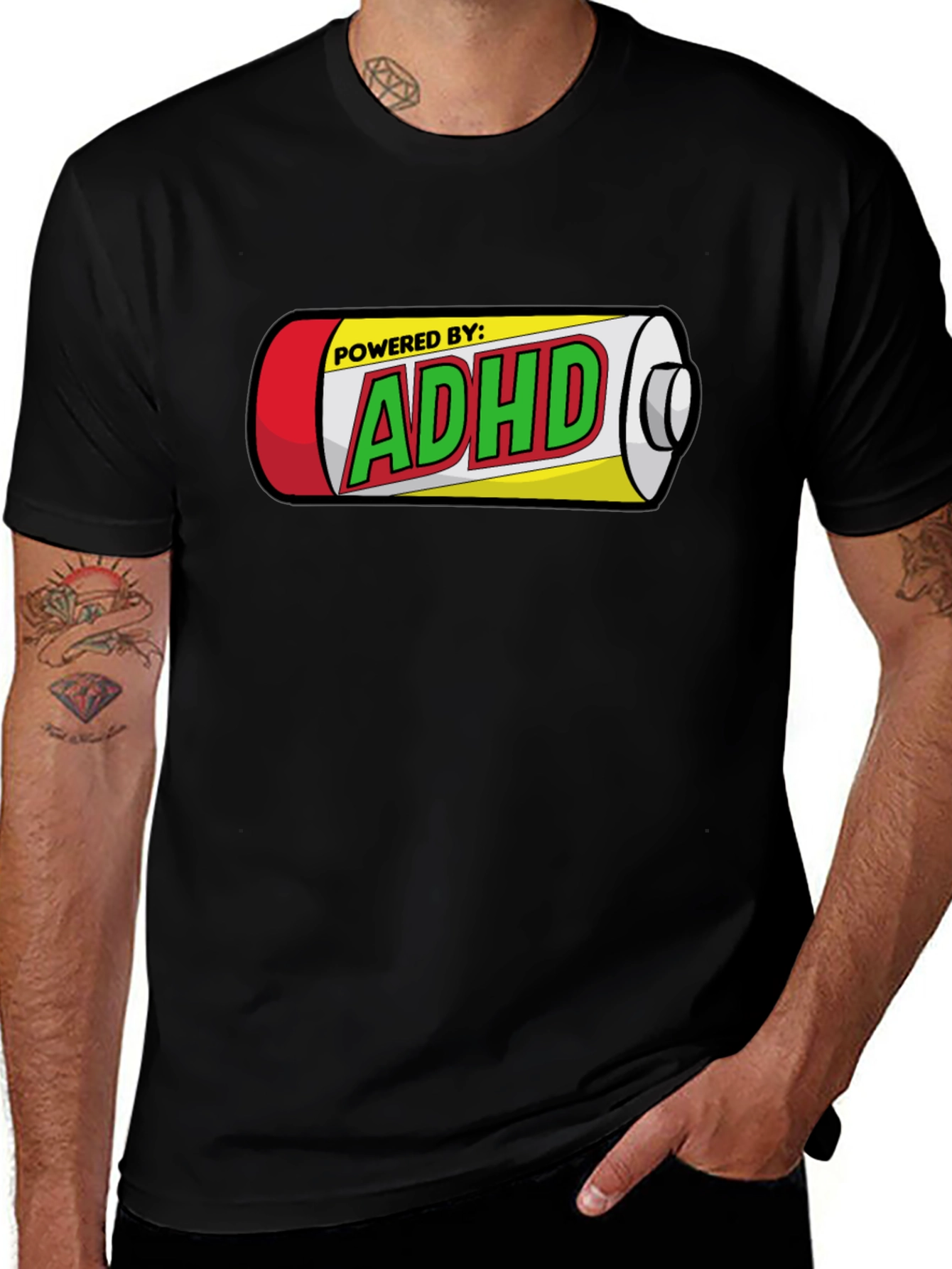 Powered By: ADHD T-Shirt - Novelty Design