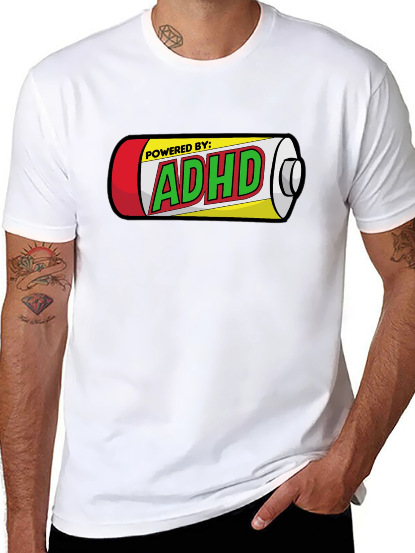 Powered By: ADHD T-Shirt - Novelty Design