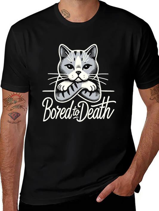 Bored to Death Cat T-Shirt - Funny Graphic Tee