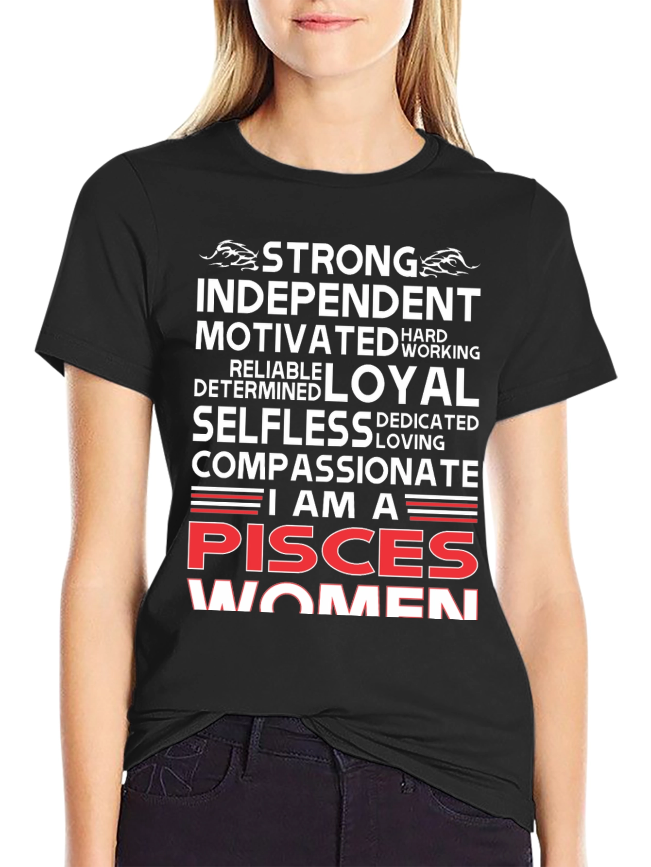 Pisces Women Black Graphic Tee