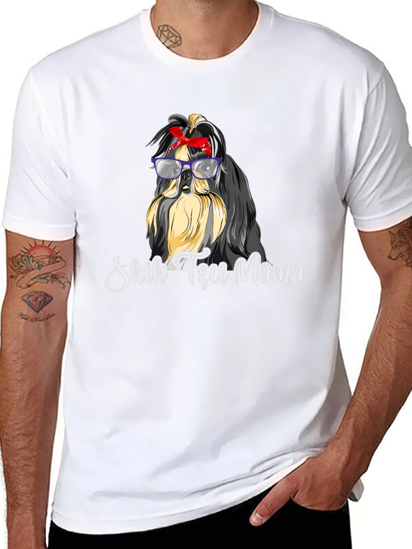 Shih Tzu Mama Black T-Shirt