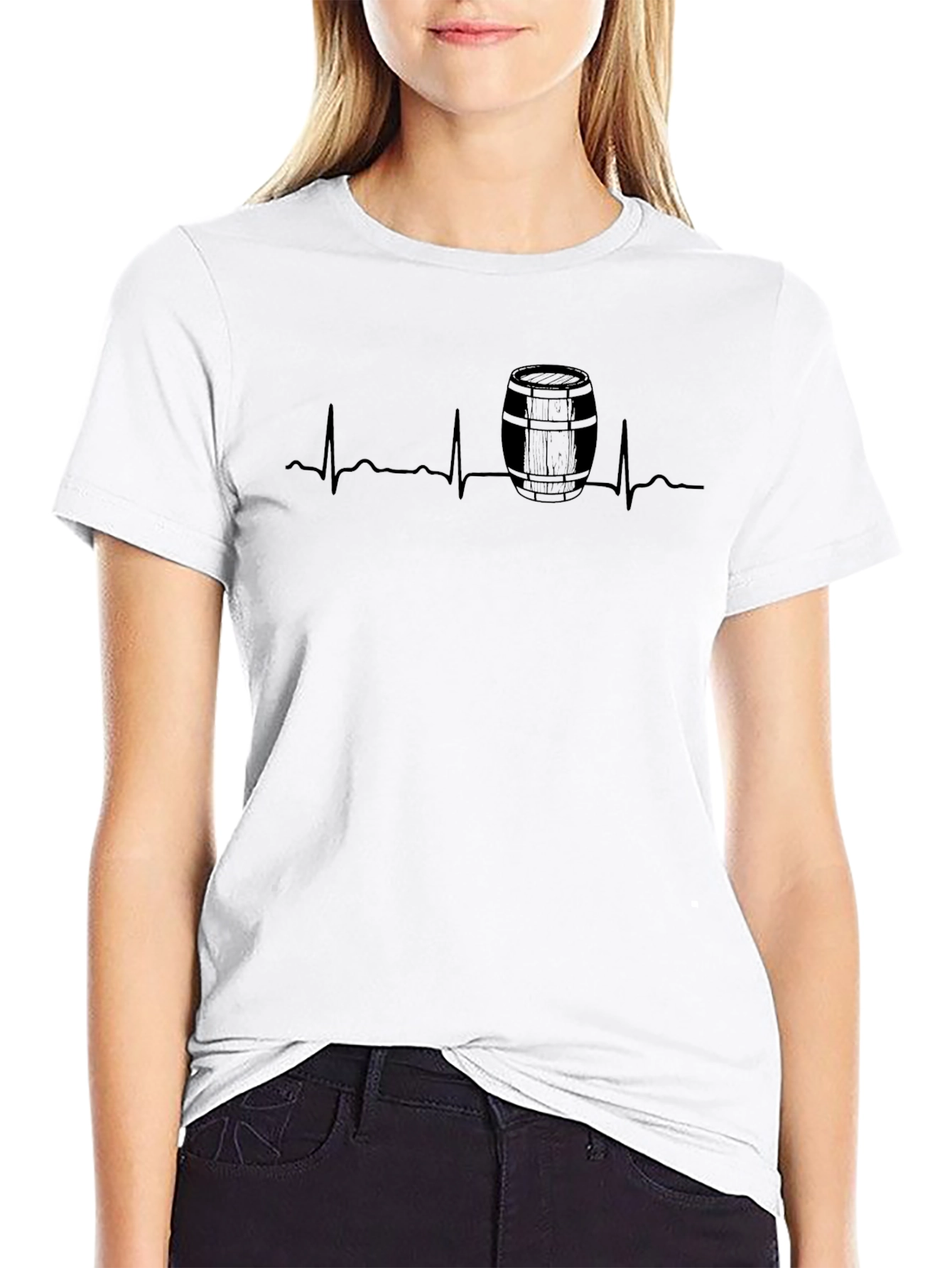 Barrel Heartbeat Graphic Tee - Stylish Black T-Shirt