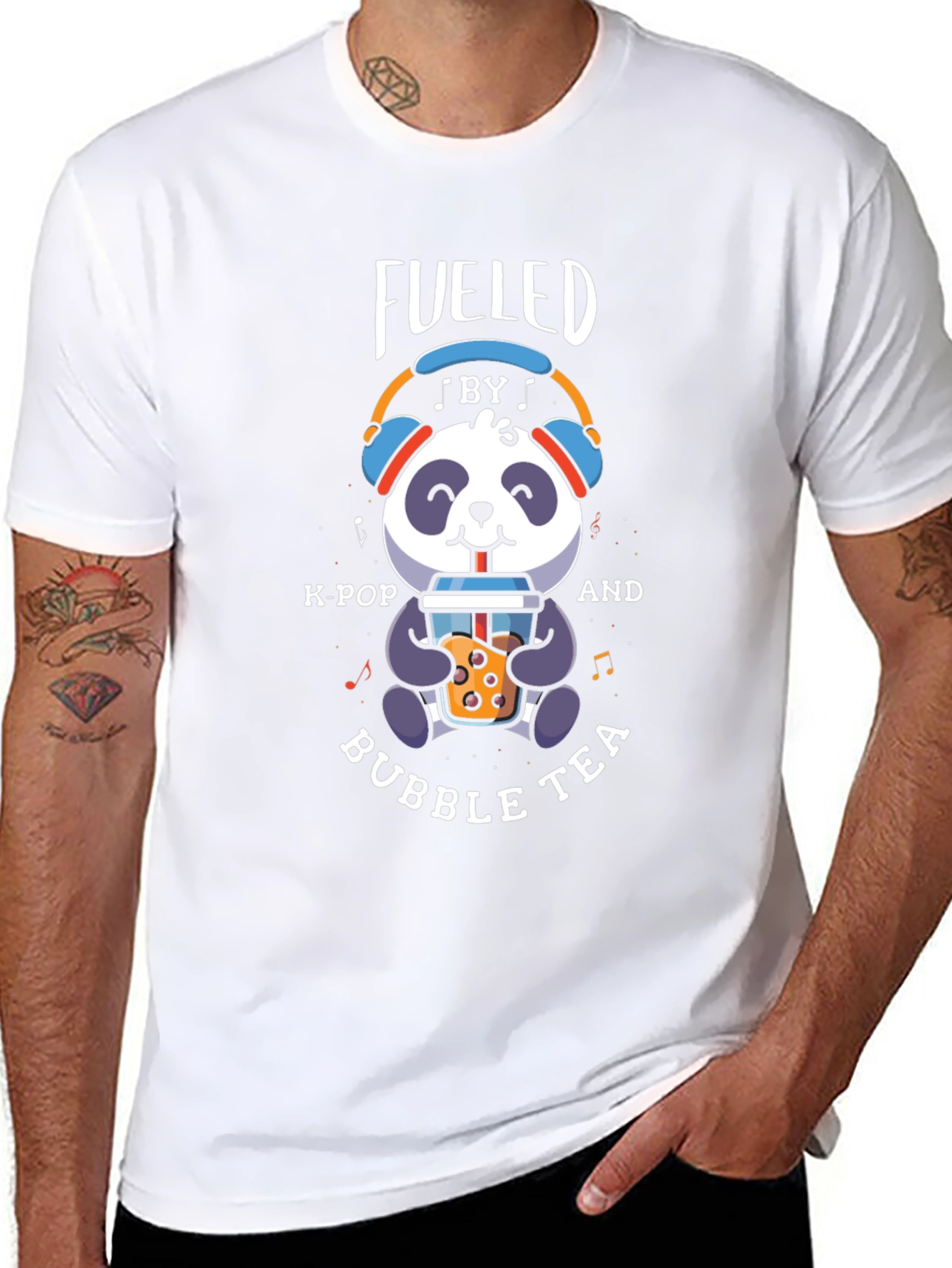 Fueled By K-Pop & Bubble Tea Panda Graphic T-Shirt