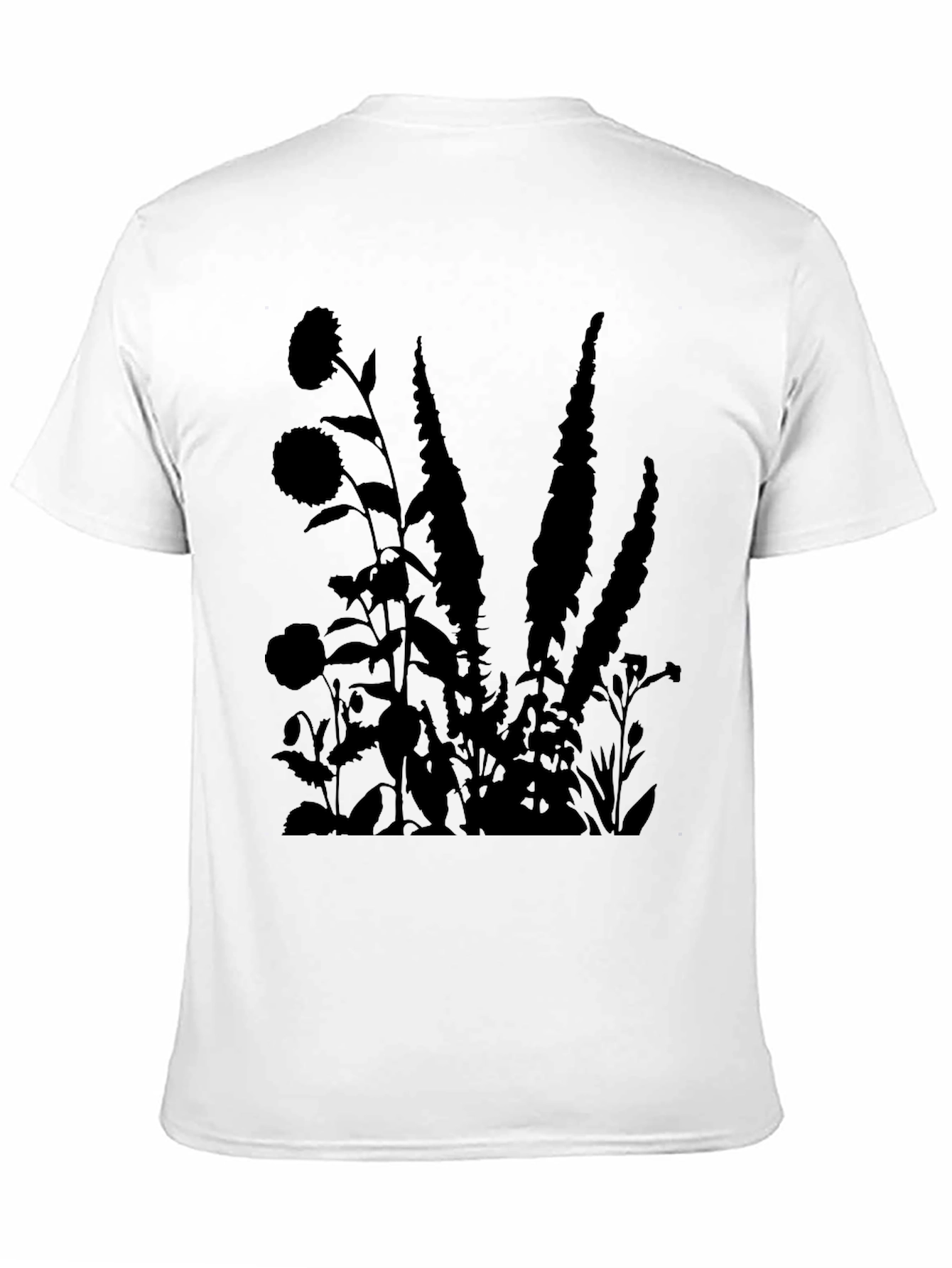 Floral Silhouette Black T-Shirt