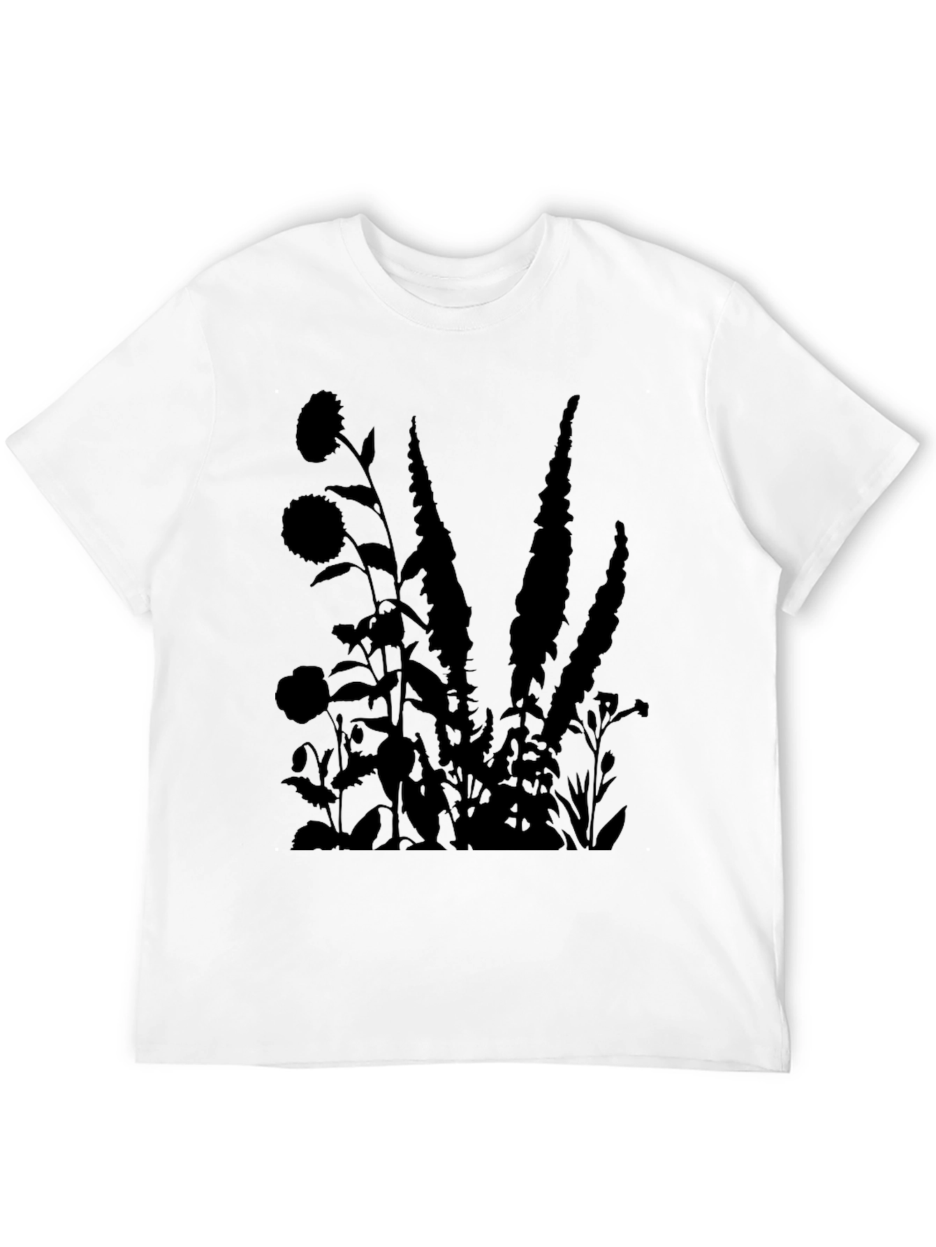 Floral Silhouette Black T-Shirt