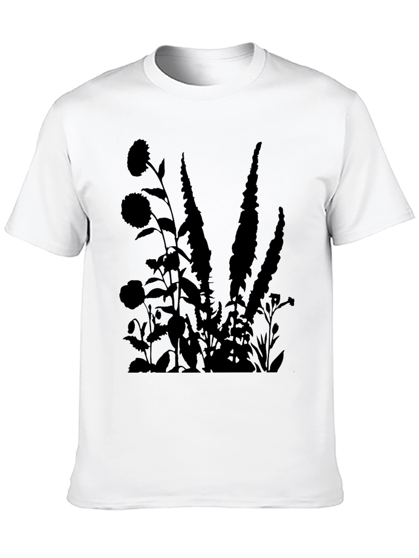 Floral Silhouette Black T-Shirt