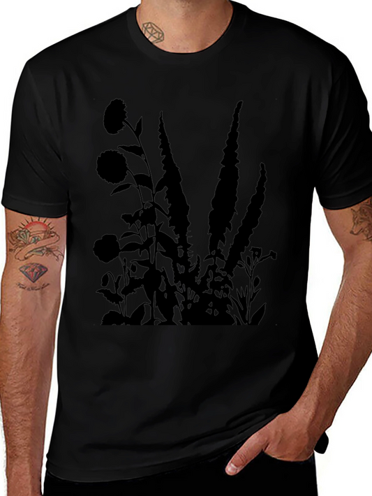 Floral Silhouette Black T-Shirt
