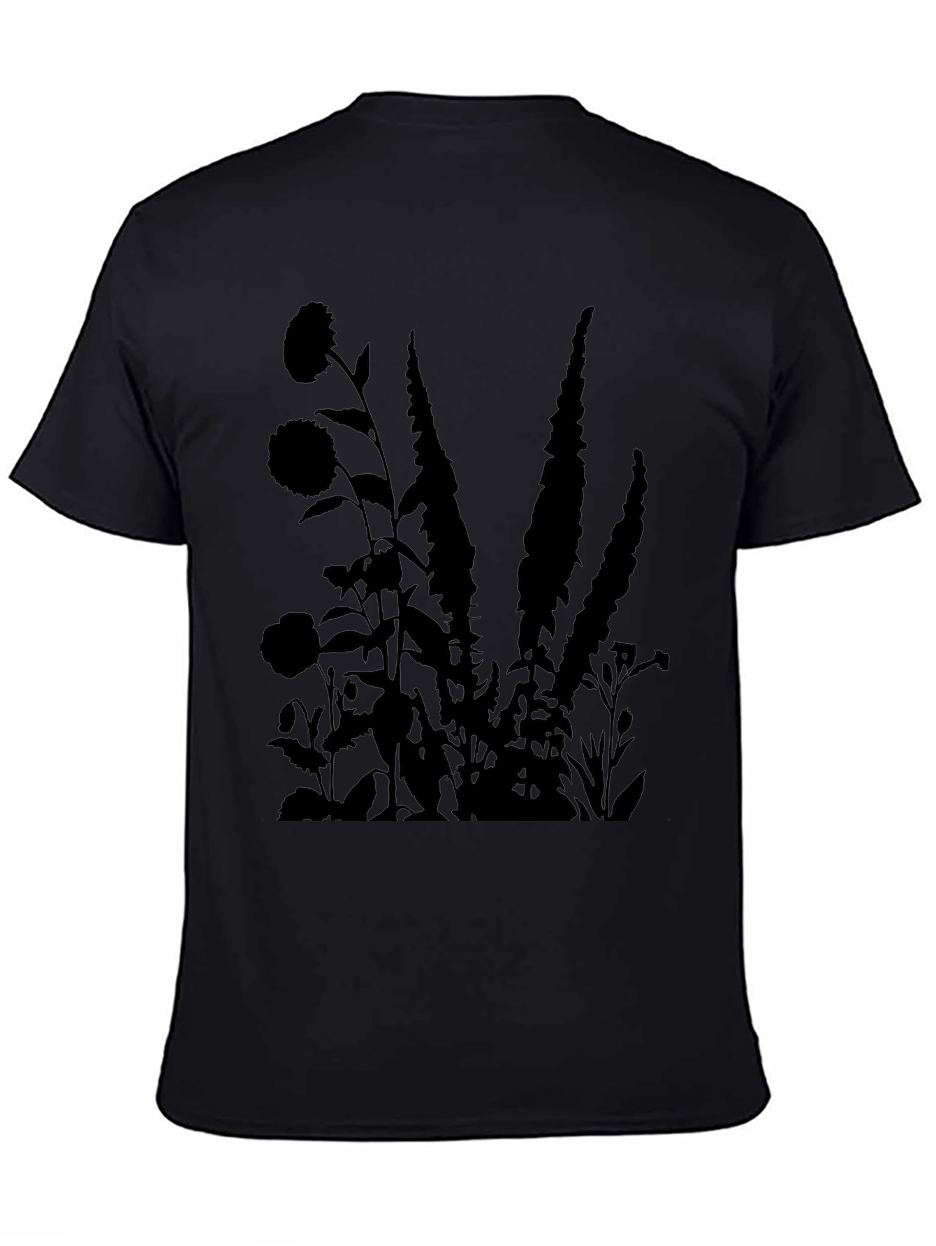 Floral Silhouette Black T-Shirt